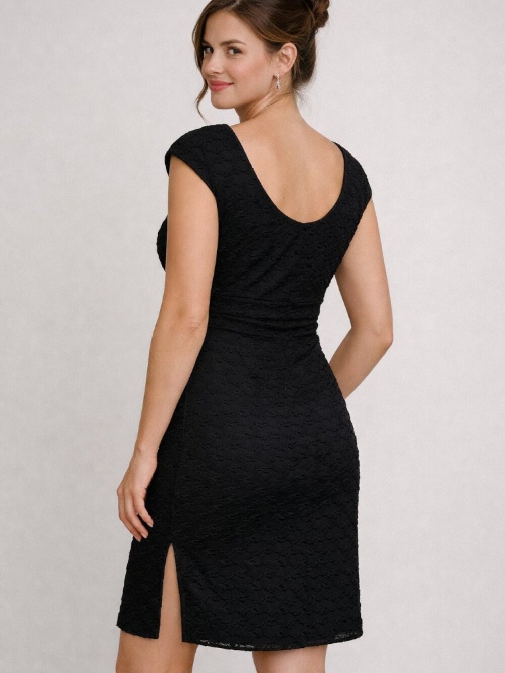 Tribal “Modern Edge” Textured Figure Flattering Black Occasion Dress Size Medium